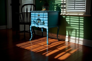 Poster - Exploring light and shadow  a minimalist cabinet design using three fundamental colors