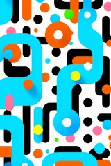 Poster - Minimalistic repeating pattern of stripes and dots in two colors on a bright background