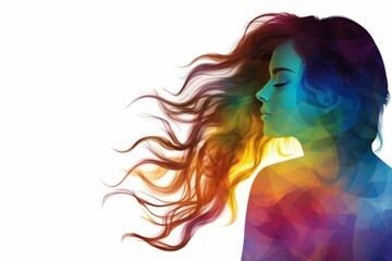 Poster - Stylized silhouette of a figure in bold primary color against a light background with heading space