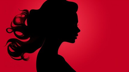 Poster - Artistic silhouette of a figure in deep primary color against a light background with header space