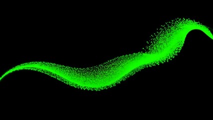 Wall Mural - Swirling green light trails against a deep black backdrop. Sparkling particles create an elegant, mesmerizing effect. Dynamic abstract background video.