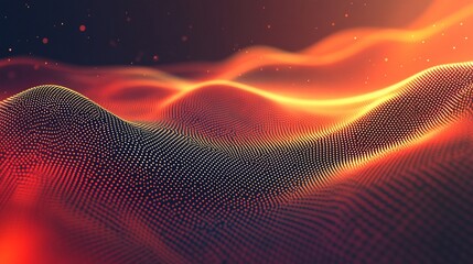 Wall Mural - abstract fiery orange wave particle background.