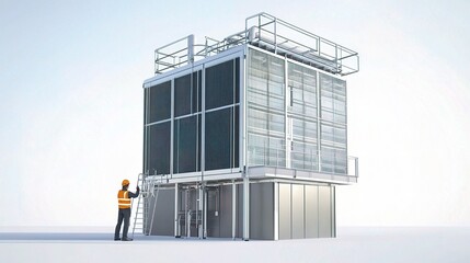 Poster - Engineer Inspecting Industrial Air Conditioning Building Structure