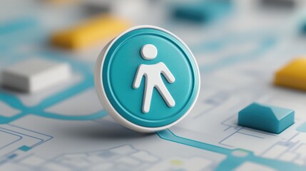 Poster - Blue button icon with white male symbol, modern digital interface design for web and mobile applications