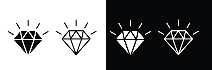 Poster - diamonds icon set. Gemstone diamond collection. precious crystal stones. luxury diamond pictogram, precious premium crystal icon in black filled and outlined style. use for mobile and web designs.