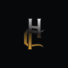Aufkleber - Modern Linked Minimal Golden HC CH Logo Design