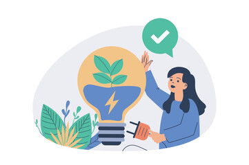 Aufkleber - Green sustainable environment web concept with flat people for website design.