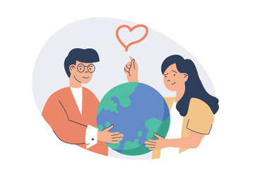 Aufkleber - Green sustainable environment web concept with flat people for website design.