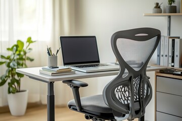 Poster - scandinavian home office with simple desk and ergonomic chair