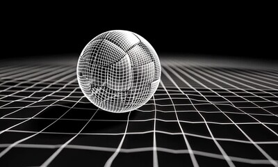 Poster - Futuristic Wireframe Soccer Ball on a Grid: A Digital Sports Concept