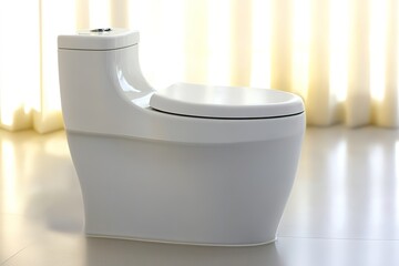 Poster - stock photo of modern toilet on white background with clean lines and minimalist design