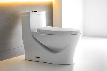 Poster - stock photo of modern toilet on white background with clean lines and minimalist design