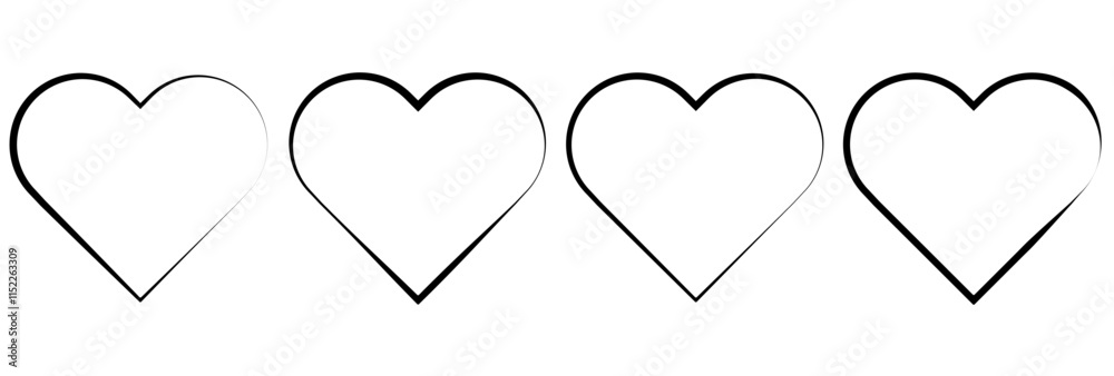 Doodle hearts sketch set. Various different hand drawn heart icon love ...