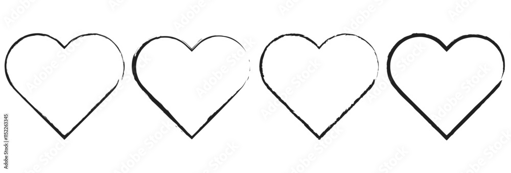Doodle hearts sketch set. Various different hand drawn heart icon love ...