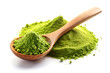 © Zarif - green match powder with wooden spoon isolated on white background