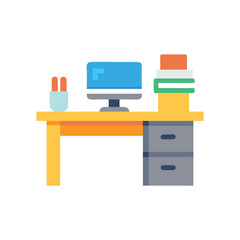  Stylish Desk Setup Icon Illustration Design