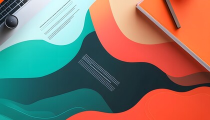 Poster - A vibrant and colorful abstract design featuring flowing shapes in teal, orange, and black. Perfect for backgrounds, digital art, or creative projects that need a modern touch.
