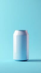 Poster - White aluminum can mockup on a minimal blue background, Drink can template, 3d rendering
