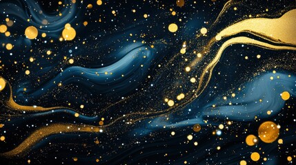 Poster - Dynamic gold and blue abstract background digital art creative design studio high contrast fluid motion