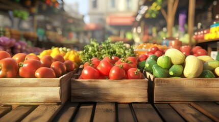 Sticker - Fresh Produce at Market Stalls with Natural Light