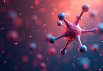 Poster - A microscopic image of a virus with a spiky structure.