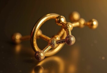 Poster - A gold colored molecular model representing a chemical compound.