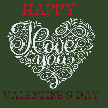 Happy Valentines day love Design with Green background