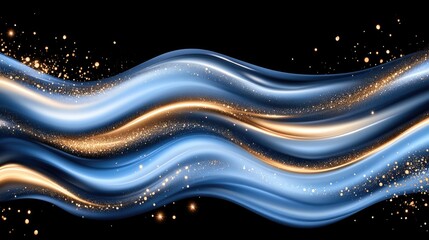Poster - This artwork showcases a captivating blend of blue and gold marble textures, featuring smooth, liquid fluid shapes in a visionary style