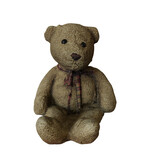 3D rendered old teddy bear toy isolated on transparent background