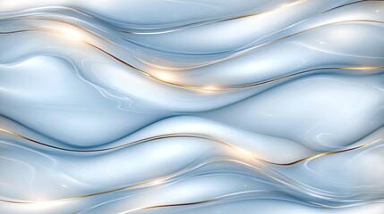Poster - This artwork showcases a captivating blend of blue and gold marble textures, featuring smooth, liquid fluid shapes in a visionary style