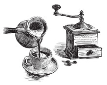 イラスト ビンテージ コーヒー グラインダー 無料画像 - Public Domain
