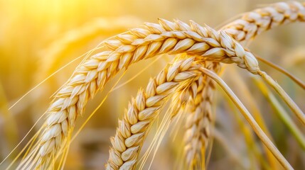 Wall Mural - Macro Shot of Wheat in Natural Countryside Lighting