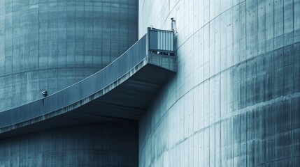 Poster - Industrial architecture showcase concrete silos in urban setting structural elements aerial perspective modern design