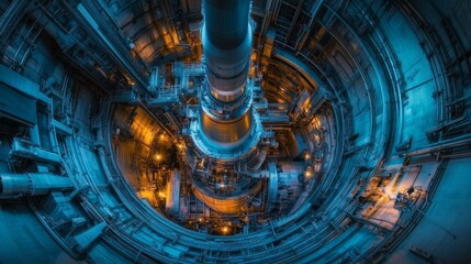 Poster - industrial machinery tunnel manufacturing plant close-up view high-tech environment futuristic conce