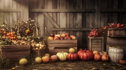 Sticker - Rustic Market with Fresh Produce and Soft Lighting