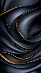 Poster - Golden lines and geometric shapes create a mysterious atmosphere in a flat design featuring dark blue and black colors that exude elegance