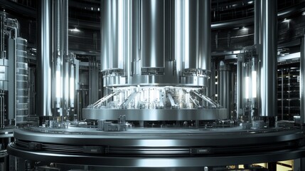 Poster - Advanced nuclear reactor design industrial facility 3d visualization futuristic environment close-up view energy innovation