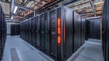Poster - data center operations efficiency urban setting digital infrastructure high-tech environment wide-an