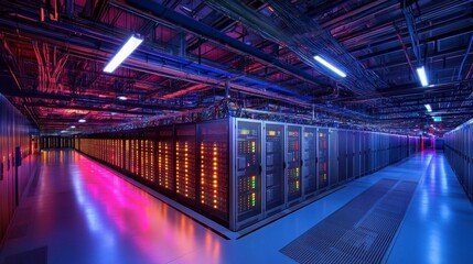 Poster - data center operations high-tech hub infrastructure management modern environment wide angle view di