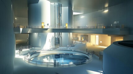 Poster - industrial control room modern facility interior design high-tech environment elevated viewpoint fut