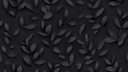 Poster - This seamless pattern features intricately embossed grey leaves on a simple background, ideal for modern and stylish designs SEAMLESS PATTERN