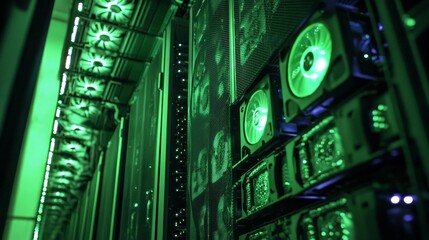 Poster - Data center operations tech industry infrastructure image digital environment close-up view network concept for seo impact
