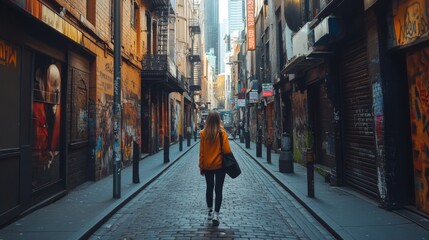 Poster - Lively Street Art Scene in Soft Light Alley