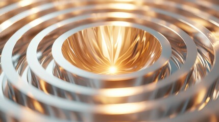Poster - Navigating the golden path a maze of metallic lines in a futuristic environment