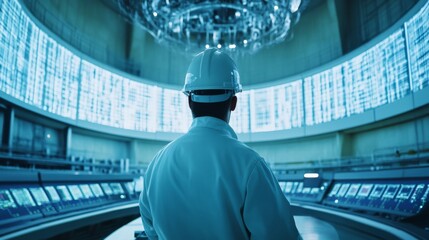 Poster - Technological advancements in nuclear energy control room scientific research industrial setting professional perspective energy innovation