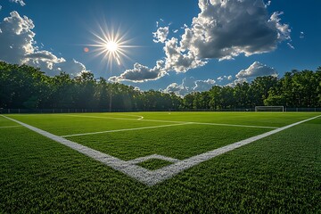 sunny day on a lush green soccer field