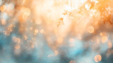 Poster - Nature's golden glow vibrant bokeh lights in autumn natural beauty serene environment soft focus seasonal change