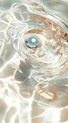 Poster - Abstract swirl of metallic spheres submerged in clear water creative art underwater dynamic view fluid concept