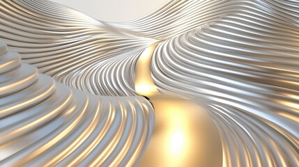 Poster - Exploring a maze of metallic lines with a golden path abstract art digital design futuristic environment close-up view