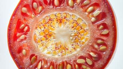 Wall Mural - close up of sliced tomato with seeds